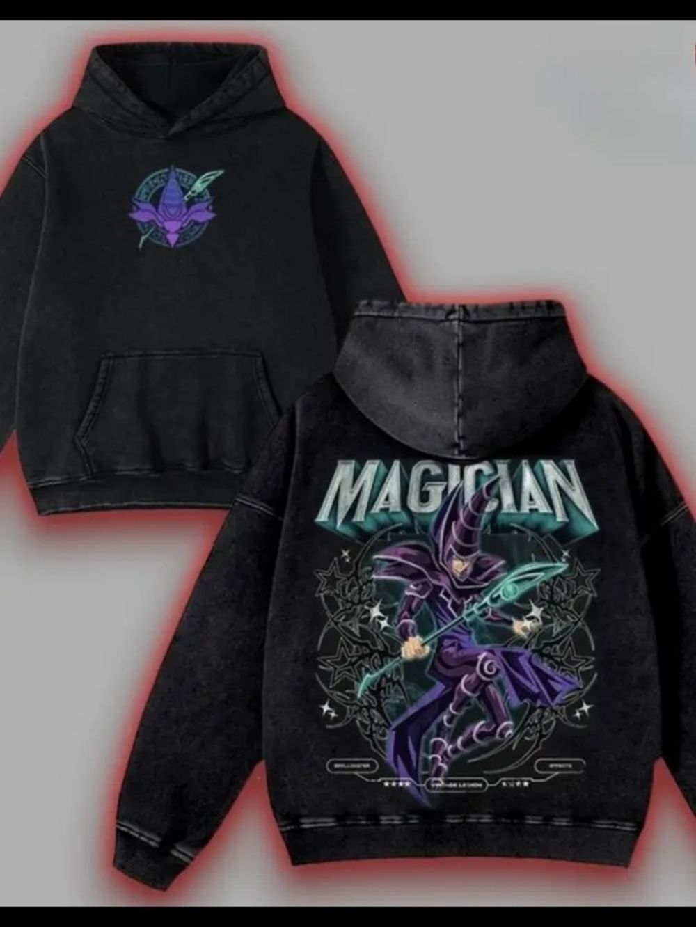 Dark 'Magician' Graphic Hoodie for Mens - Purple Design